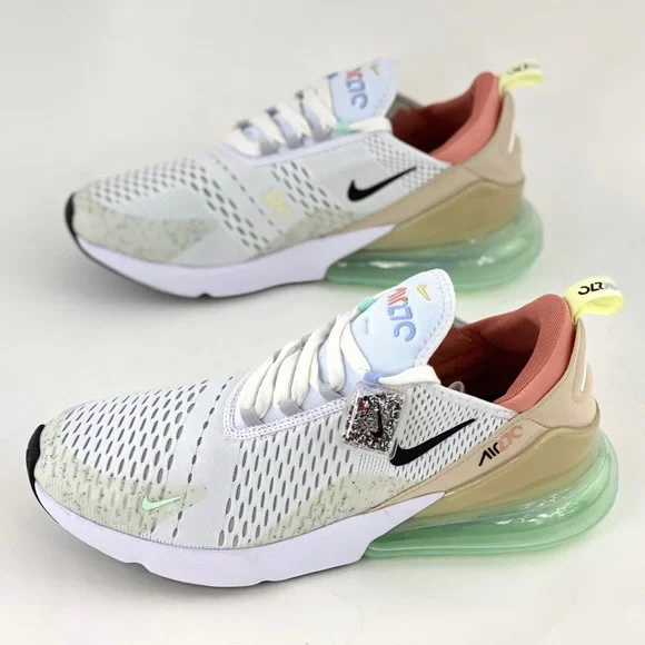 Nike Air Max 270 White Sanddrift Men's Sneakers Shoes Black Swoosh DQ7642 100 - Picture 3 of 12